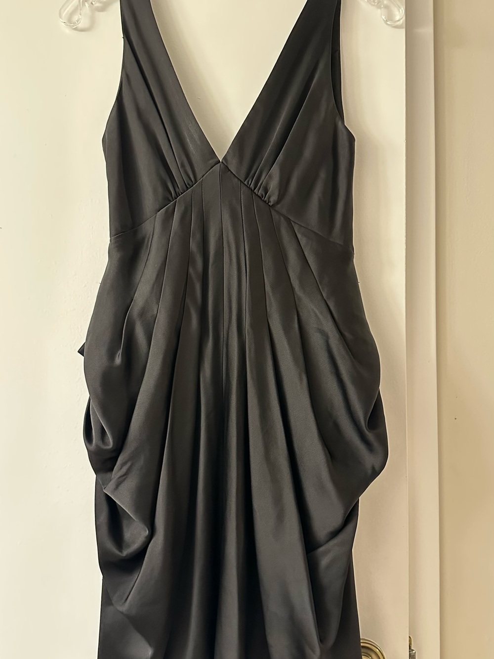 BCBGMaxAzria Black V-Neck Draped Cocktail Dress